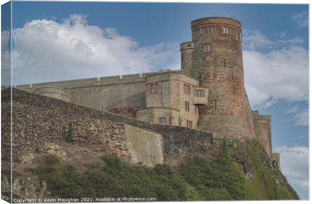 Majestic Bamburgh Castle in Sketch Style Canvas Print by Kevin Maughan