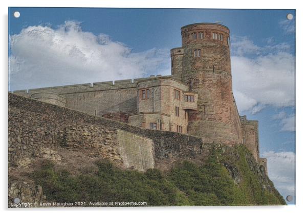Majestic Bamburgh Castle in Sketch Style Acrylic by Kevin Maughan