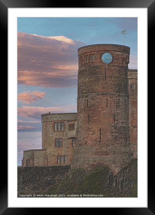 Bamburgh Castle (Sketch Style 2) Framed Mounted Print by Kevin Maughan