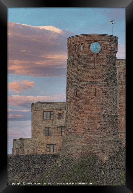 Bamburgh Castle (Sketch Style 2) Framed Print by Kevin Maughan