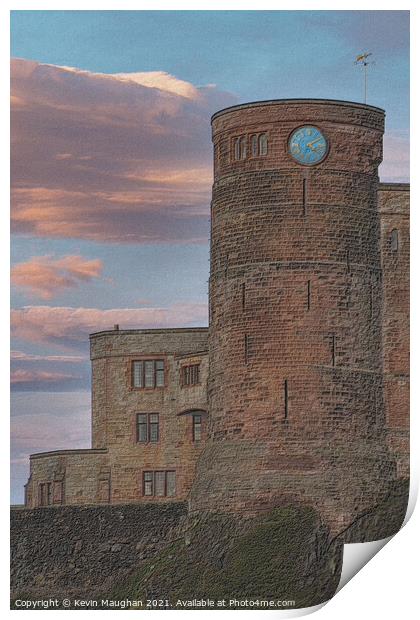 Bamburgh Castle (Sketch Style 2) Print by Kevin Maughan