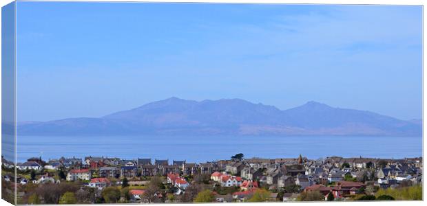 West Kilbride and Isle of Arran mountains Canvas Print by Allan Durward Photography