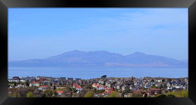 West Kilbride and Isle of Arran mountains Framed Print by Allan Durward Photography