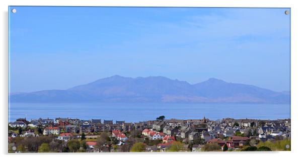 West Kilbride and Isle of Arran mountains Acrylic by Allan Durward Photography