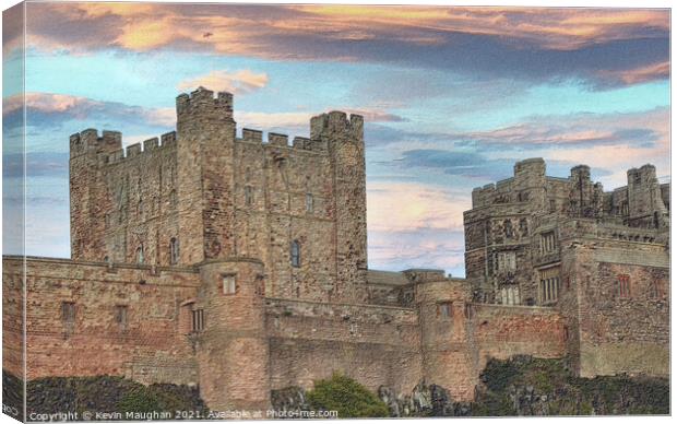 Bamburgh Castle (Sketch Style 3) Canvas Print by Kevin Maughan