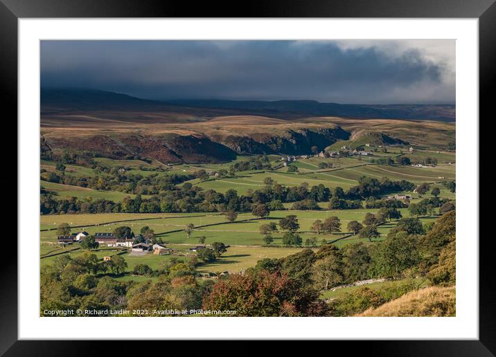 Autumn Sun on Holwick from Middle Side Framed Mounted Print by Richard Laidler