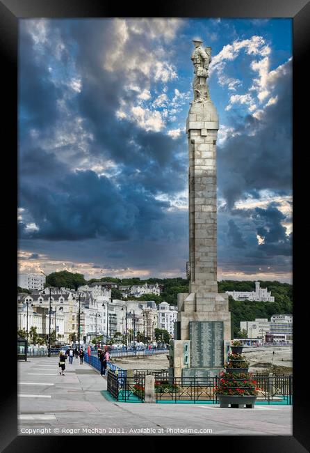 Remembrance Column on Douglas Promenade Framed Print by Roger Mechan