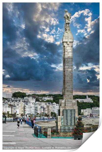 Remembrance Column on Douglas Promenade Print by Roger Mechan