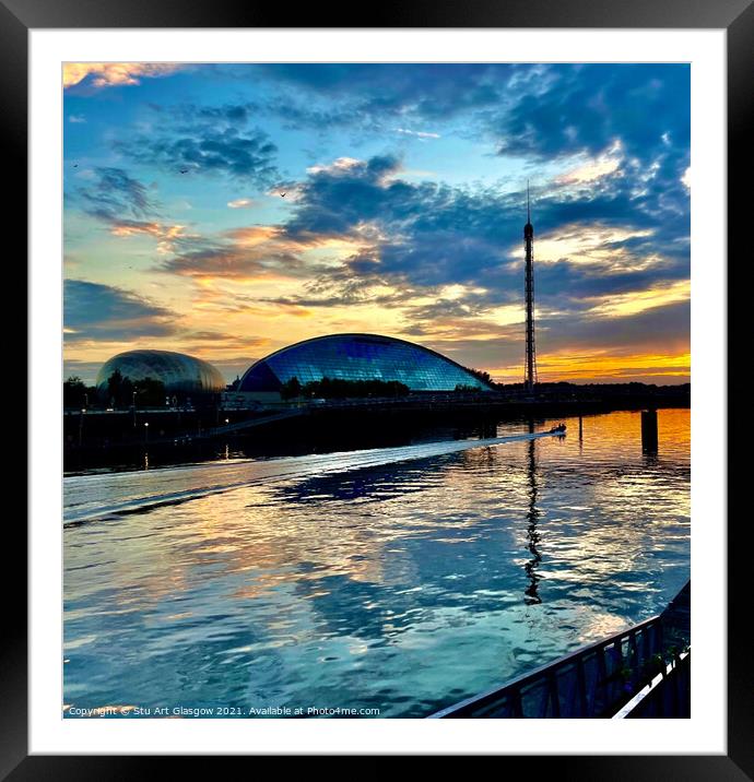 Sunset Over the River Clyde  Framed Mounted Print by Stu Art Glasgow
