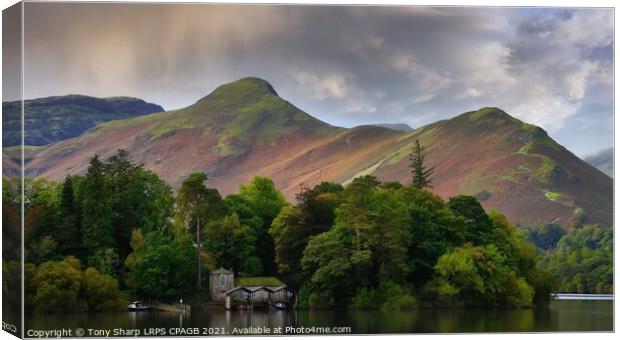 DERWENT WATER ISLE BOATHOUSE Canvas Print by Tony Sharp LRPS CPAGB