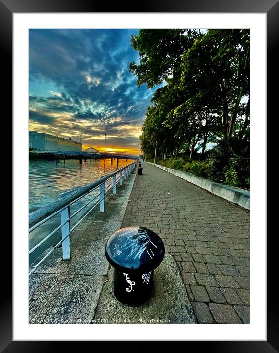 River Clyde Walkway Sunset Framed Mounted Print by Stu Art Glasgow