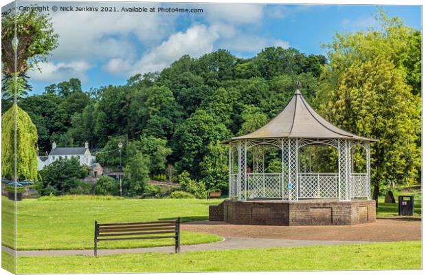 Bandstand in Chepstow Park near the River Wye Canvas Print by Nick Jenkins