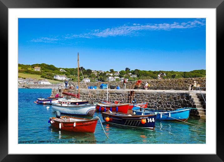 coverack harbour cornwall Framed Mounted Print by Kevin Britland
