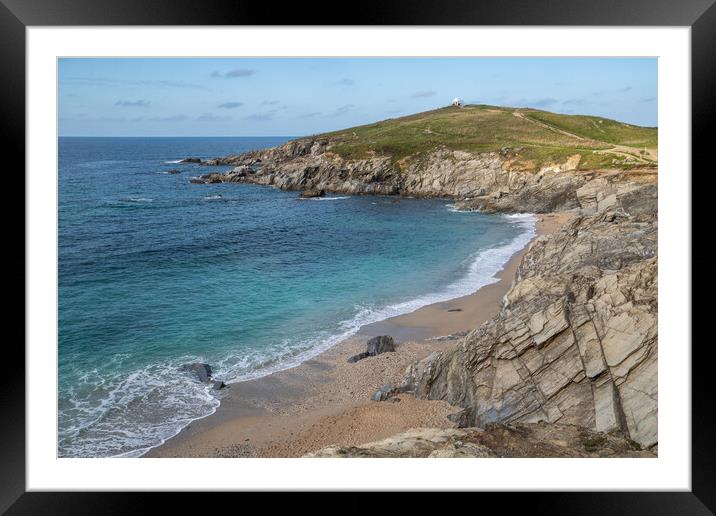 Little Fistral beach and Towan Headland in Newquay Framed Mounted Print by Tony Twyman