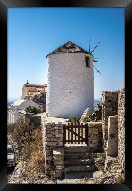 Windmill of Ano Syros, Greek islands. Framed Print by Chris North