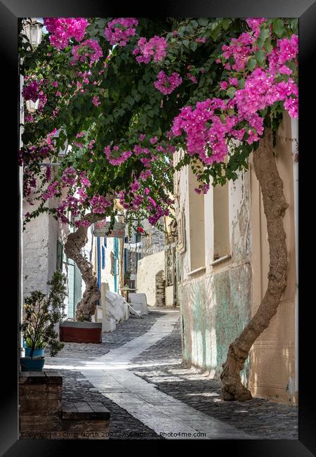 Backsreet of Ano Syros Greek islands. Framed Print by Chris North