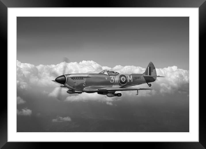 322 Squadron Polly Grey Spitfire TD322 B&W version Framed Mounted Print by Gary Eason