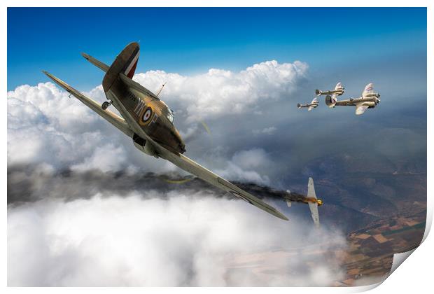 Pattle Hurricane air combat Print by Gary Eason