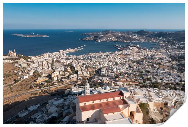 Syros Harbour. Print by Chris North