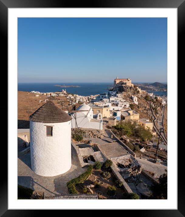 Windmill of Ano Syros, Greek islands. Framed Mounted Print by Chris North