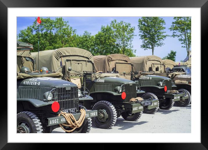 WWII US GMC CCKW Jimmy Trucks Framed Mounted Print by Arterra 