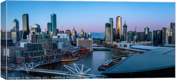 Melbourne City at Twighlight Canvas Print by Paul Tuckley