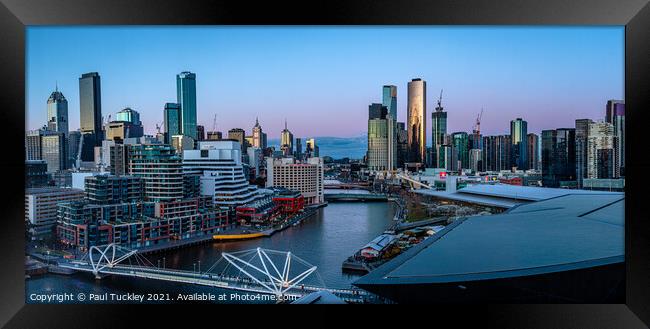 Melbourne City at Twighlight Framed Print by Paul Tuckley