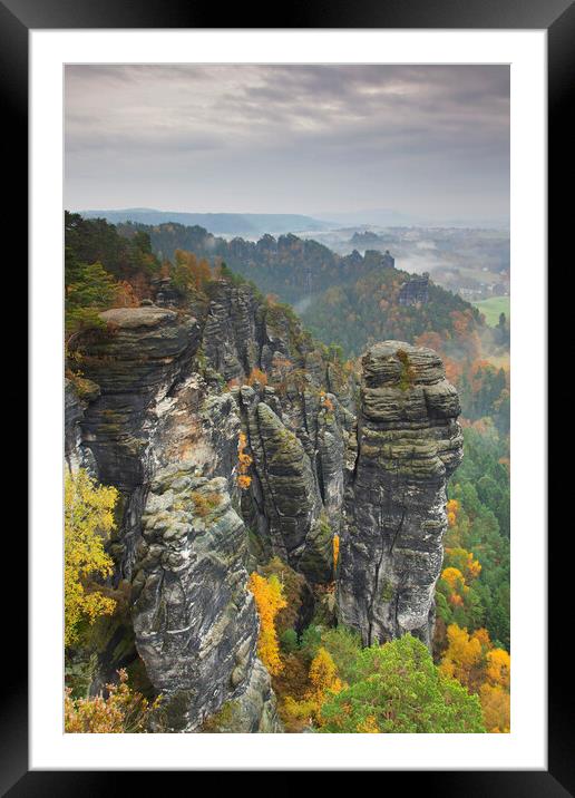 Elbe Sandstone Mountains in Saxony Framed Mounted Print by Arterra 