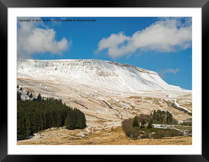 Graig Fan Ddu Central Brecon Beacons under snow Framed Mounted Print by Nick Jenkins