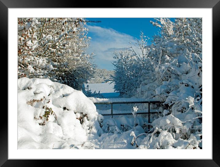 Snowy Winter Scene near Cardiff South Wales Framed Mounted Print by Nick Jenkins