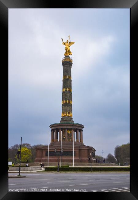 Victory Column Siegessäule in Berlin on a cloudy day Framed Print by Luis Pina