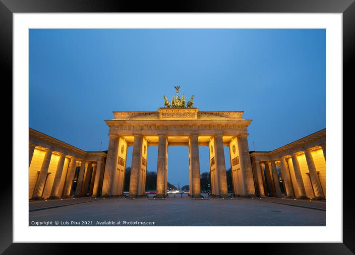 Brandenburg Gate at sunrise in Berlin, Germany Framed Mounted Print by Luis Pina