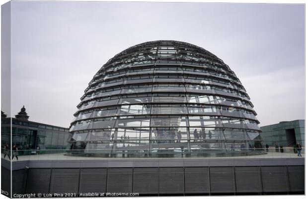 Top glass structure on top of the German parliament in Berlin Canvas Print by Luis Pina