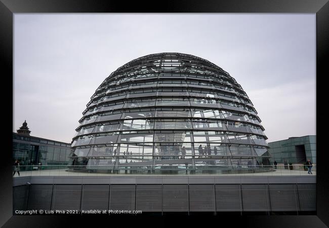 Top glass structure on top of the German parliament in Berlin Framed Print by Luis Pina