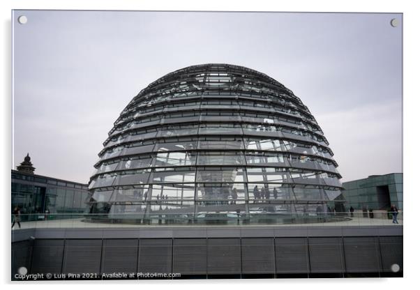 Top glass structure on top of the German parliament in Berlin Acrylic by Luis Pina