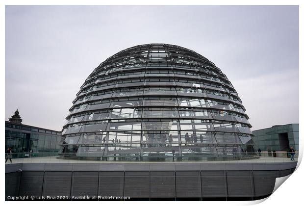 Top glass structure on top of the German parliament in Berlin Print by Luis Pina