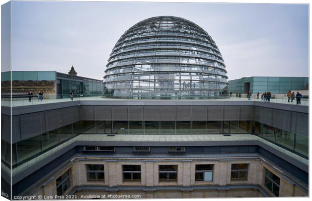 Top glass structure on top of the German parliament in Berlin Canvas Print by Luis Pina