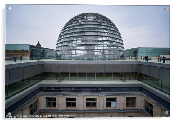 Top glass structure on top of the German parliament in Berlin Acrylic by Luis Pina