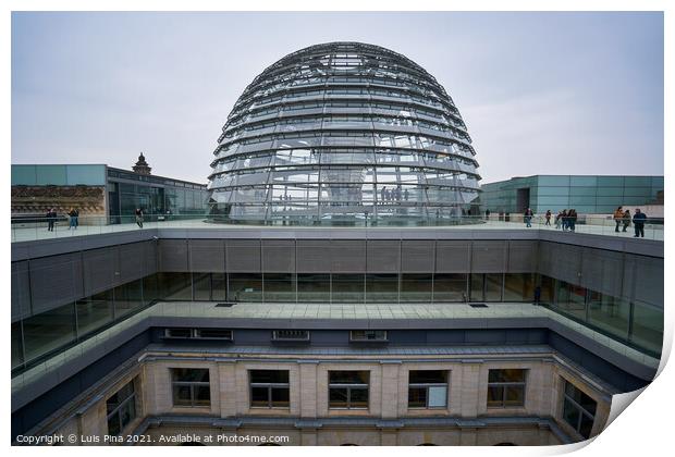 Top glass structure on top of the German parliament in Berlin Print by Luis Pina