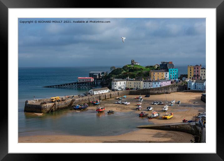 Tenby Harbour At Low Tide Framed Mounted Print by RICHARD MOULT