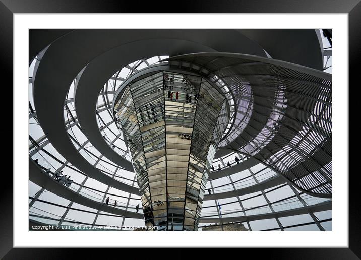 Interior of German Reichstag Parliament glass structure building Framed Mounted Print by Luis Pina