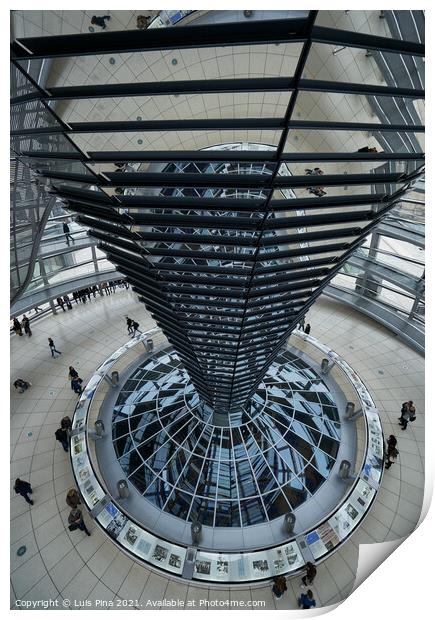 Interior of German Reichstag Parliament glass structure building Print by Luis Pina