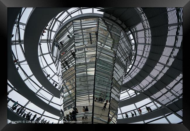 Interior of German Reichstag Parliament glass structure building Framed Print by Luis Pina