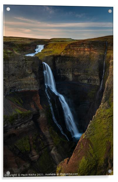 Granni waterfall in Iceland Acrylic by Paulo Rocha