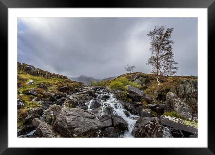 Waterfall Snowdonia National Park North Wales Framed Mounted Print by chris smith