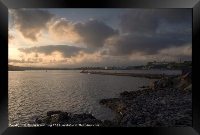 Mount Batten breakwater, Plymouth, Devon Framed Print by Simon Armstrong