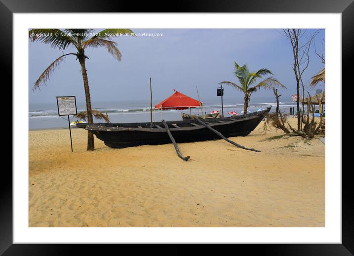 A local fishing boat, Benhaulim , South Goa, India Framed Mounted Print by Navin Mistry