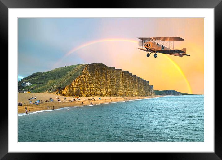 Tiger Moth At West Bay Framed Mounted Print by Alison Chambers