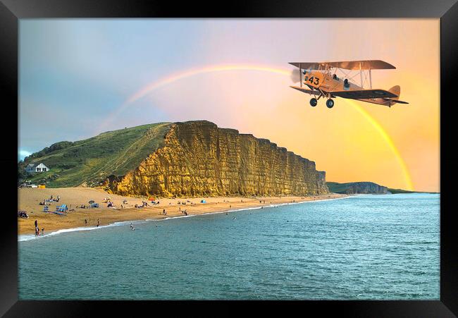 Tiger Moth At West Bay Framed Print by Alison Chambers