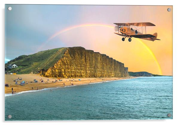 Tiger Moth At West Bay Acrylic by Alison Chambers